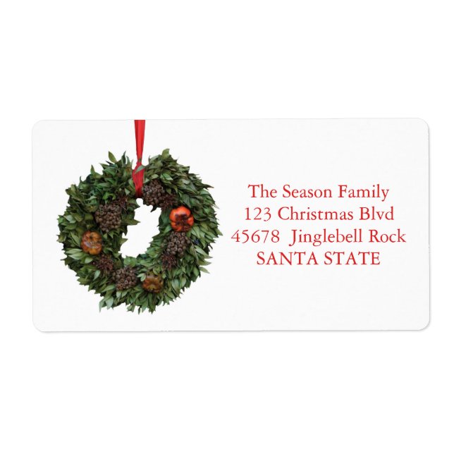 Christmas wreath Holiday Label (Front)