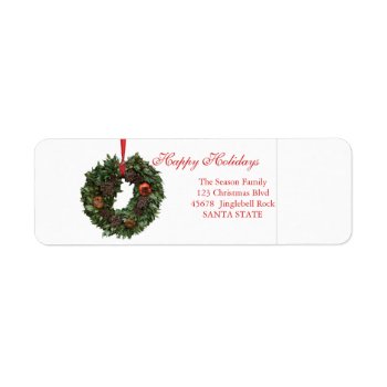 Christmas Wreath Holiday Label by PortoSabbiaNatale at Zazzle