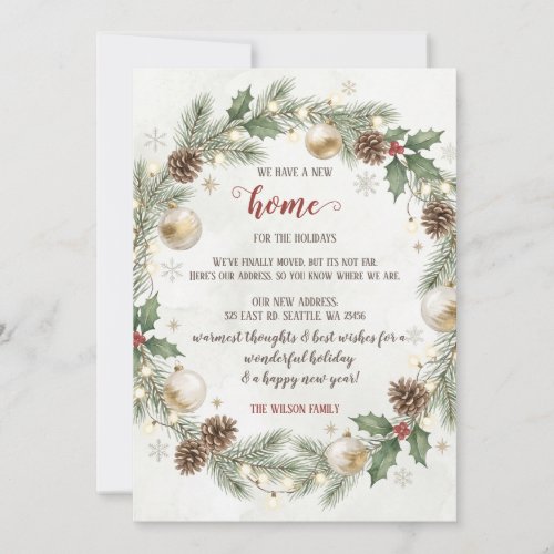Christmas Wreath Holiday Moving Announcement