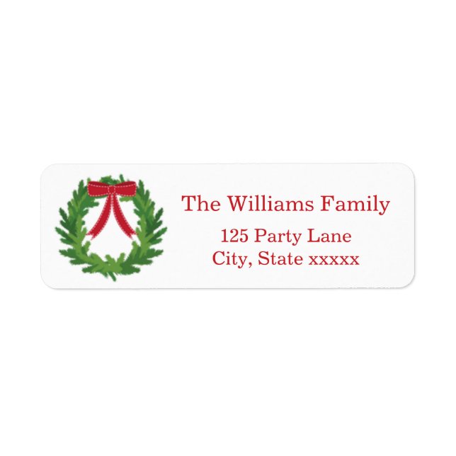 Christmas Wreath, Holiday Return Address Label (Front)
