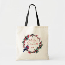 Christmas wreath Holly and bullfinch