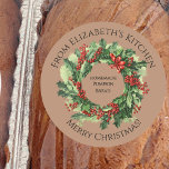 Christmas Wreath Homemade Food Gift Brown Classic Round Sticker