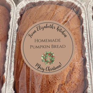 Christmas Wreath Homemade Food Gift Brown Classic Round Sticker