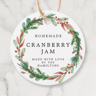 Christmas Wreath Homemade Jam Gift Favor Tags