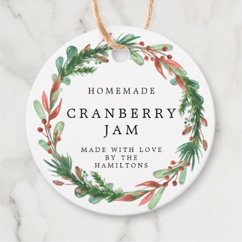 Christmas Wreath Homemade Jam Gift Favor Tags