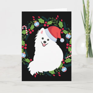 Christmas Wreath Japanese Spitz Dog Card