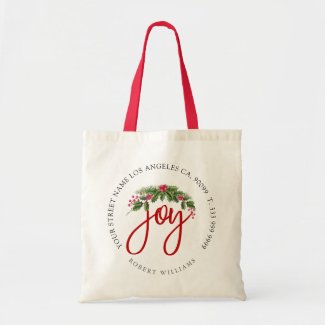 Christmas wreath & Joy modern typography