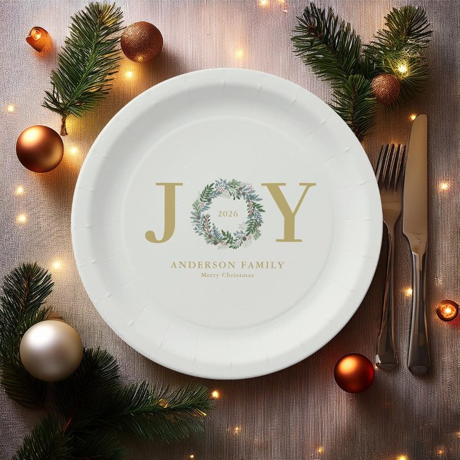 Christmas Wreath "Joy" Paper Plates (Creator Uploaded)
