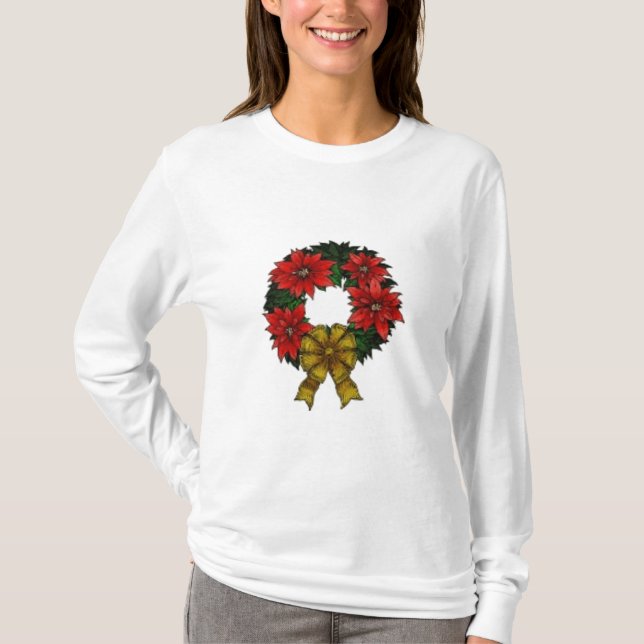Christmas Wreath Ladies Long Sleev... - Customized T-Shirt (Front)