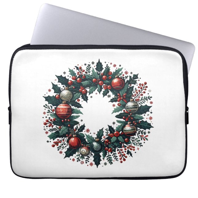 Christmas Wreath Laptop Sleeve (Front)