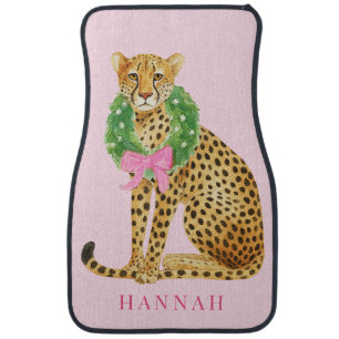 Christmas Wreath Leopard Car Floor Mat