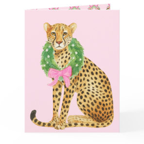 Christmas Wreath Leopard  Card