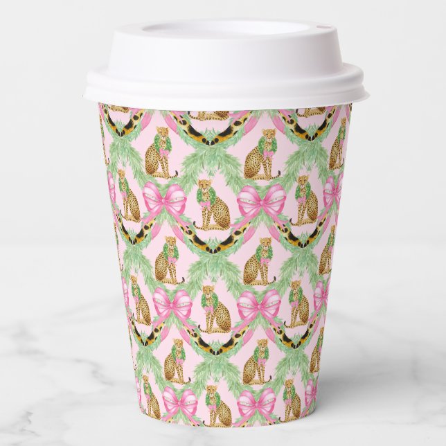 Christmas Wreath Leopard Paper Cups (Front)