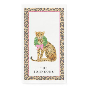 Christmas Wreath Leopard  Paper Guest Towels