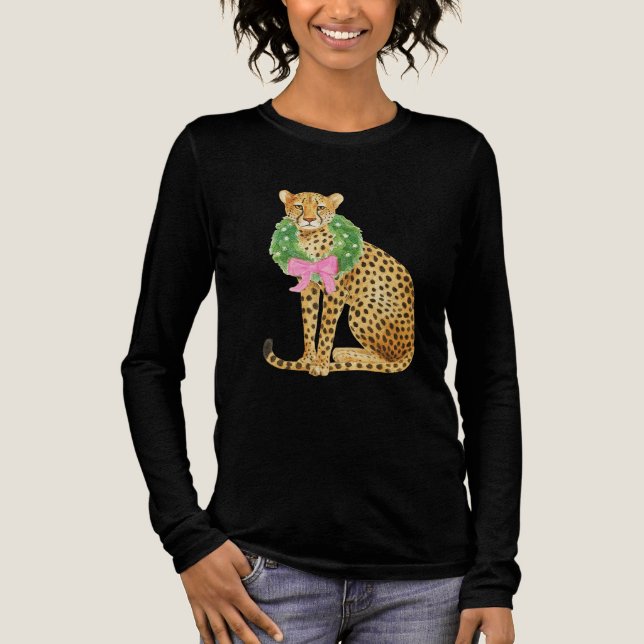 Christmas Wreath Leopard  Tri-Blend Shirt (Front)