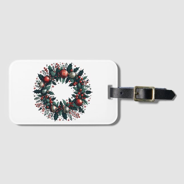 Christmas Wreath Luggage Tag (Front Horizontal)