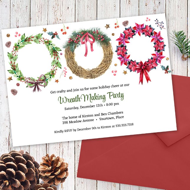 Christmas Wreath Making Holiday Party Card (Creator Uploaded)