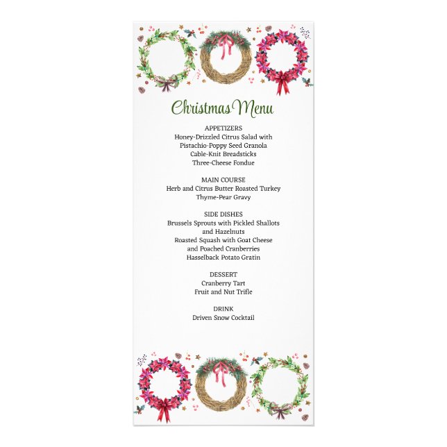 Christmas Wreath Making Holiday Party Menu (Front)