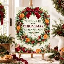 Christmas Wreath Making Party Welcome Sign
