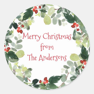 Christmas Wreath Merry Christmas Gift Tag Stickers