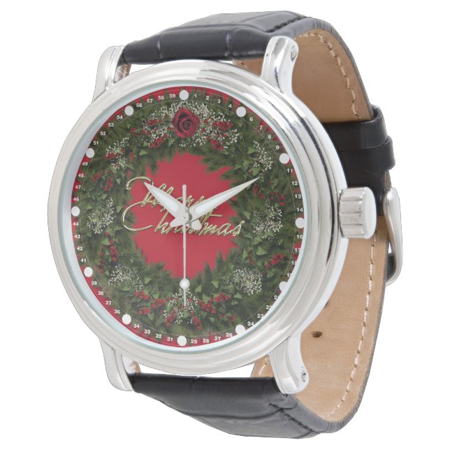 Christmas Wreath Merry Christmas Watch (Angled)