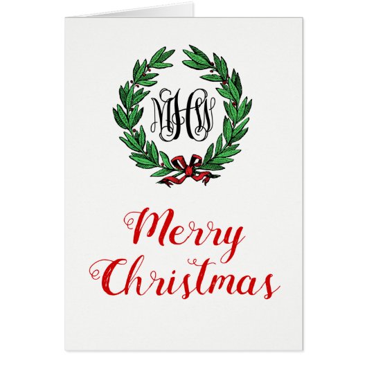 Christmas Wreath Merry Xmas Vine Monogram Font (Front)