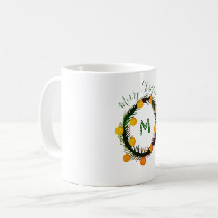 Christmas Wreath Monogram Coffee Mug