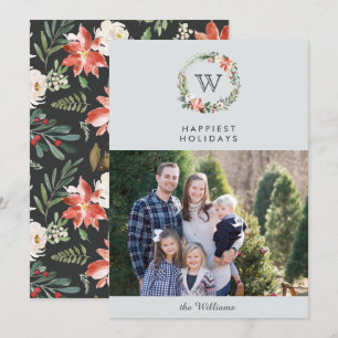 Christmas Wreath Monogram Holidays landscape photo Invitation