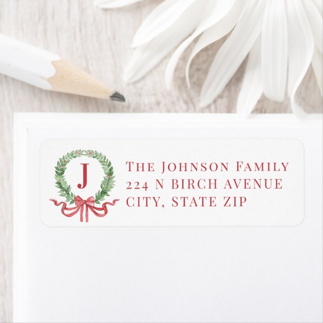Christmas Wreath Monogram Label (Insitu)
