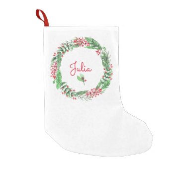 Christmas Wreath Monogram Name Small Christmas Stocking by clever_bits at Zazzle