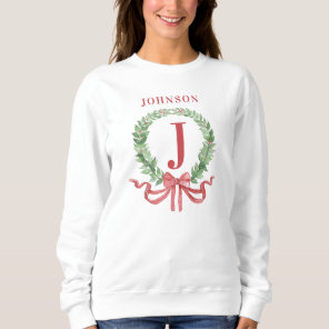 Christmas Wreath Monogram With Name Sweatshirt