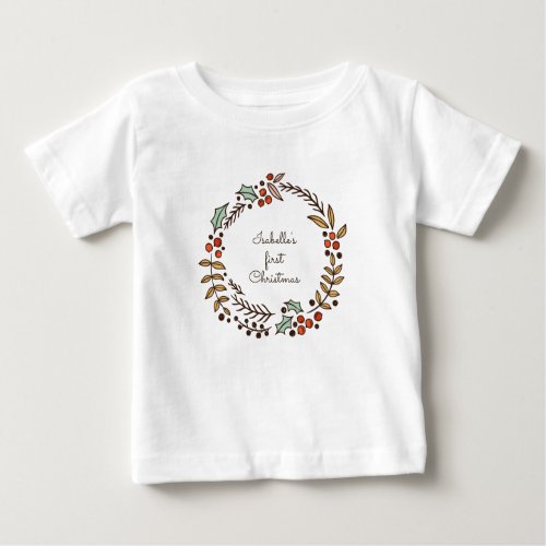 Christmas wreath My first Christmas Baby T_Shirt