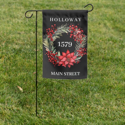 Christmas Wreath Name and Address Garden Flag