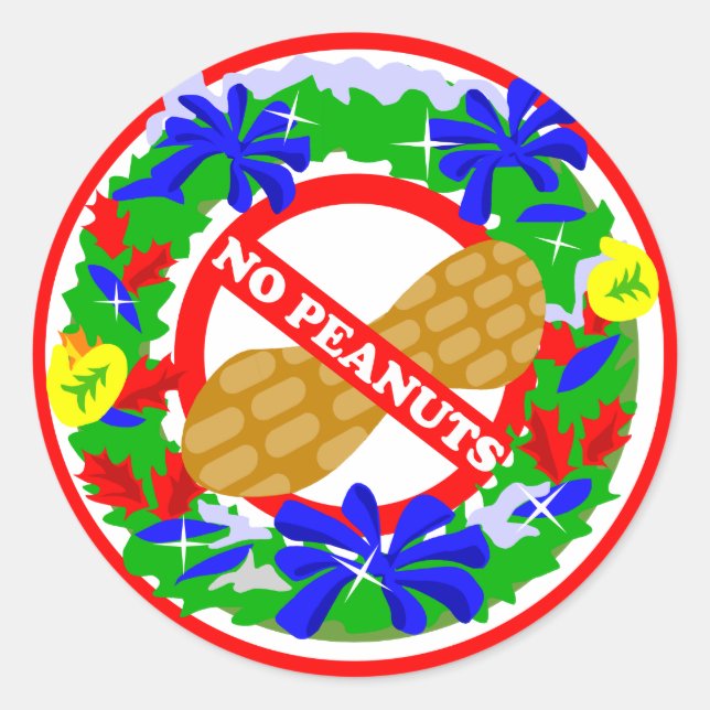 Christmas Wreath No Peanuts Stickers (Front)