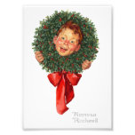 Christmas Wreath - Norman Rockwell - Little Boy Photo Print