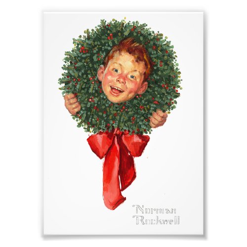 Christmas Wreath _ Norman Rockwell _ Little Boy Photo Print