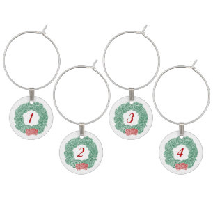 Christmas Wreath Numbered Wine Charm