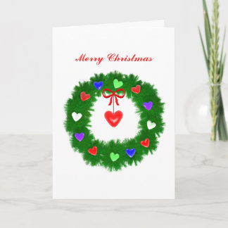 Christmas Wreath of Hearts Holiday Card