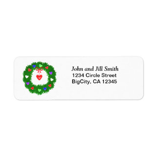 Christmas Wreath of Hearts Label