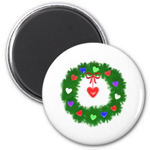 Christmas Wreath of Hearts Magnet