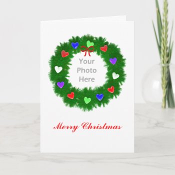 Christmas Wreath Of Hearts Photo Holiday Card by xfinity7 at Zazzle