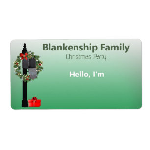 Christmas Wreath on Mailbox Border Paper Name Tag
