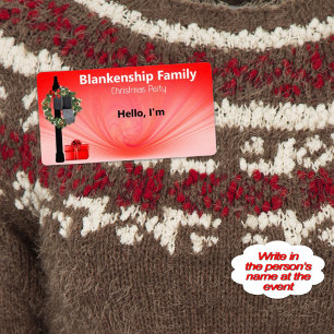 Christmas Wreath on Mailbox Border Paper Name Tag