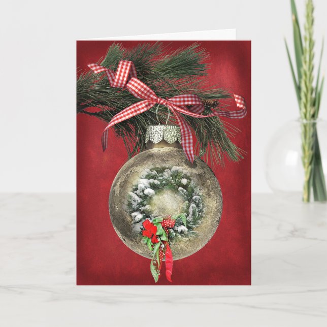 Christmas Wreath Ornament Holiday Card (Front)