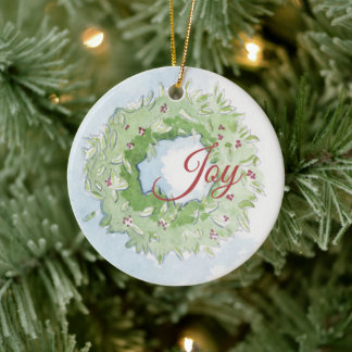 Christmas Wreath Ornament with words Joy and Peace
