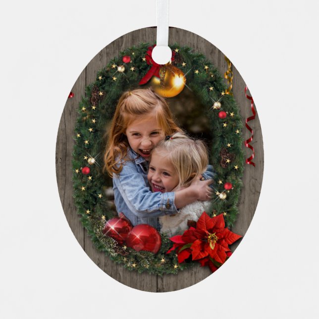 Christmas Wreath Ornament with your Photo(s)  (Front)