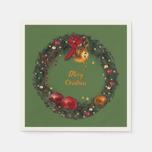 Christmas Wreath Paper Napkins (Front)