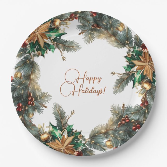 Christmas Wreath Paper Plates (Front)