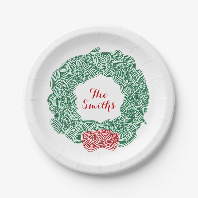 Christmas Wreath Paper Plates (Front)