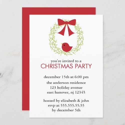 Christmas Wreath Party Invitations